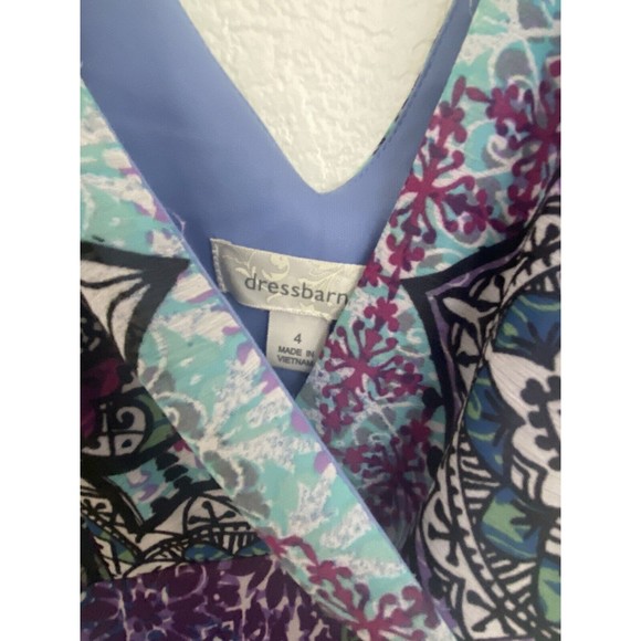 Multicolor Purple Abstract Paisley Patterned Dressbarn Wrap Dress Size 4 EUC - Picture 3 of 5